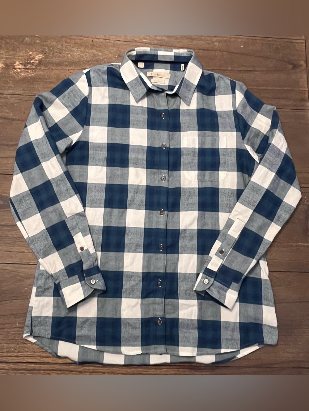Barbour Buffalo Plaid 100%Cotton Button Down Shirt Womens size 6